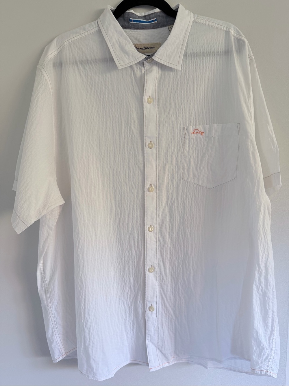 Tommy Bahama White Short-Sleeve Button-Down Shirt with Pocket Detail